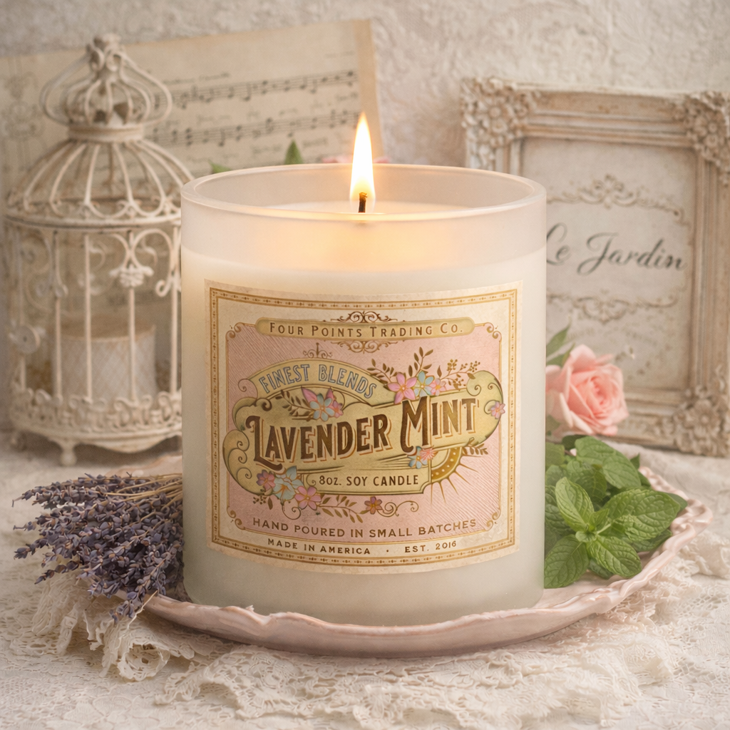 キャンドル chikoyan Lavender Mint 8oz Soy Candle - Four Points Trading Co.