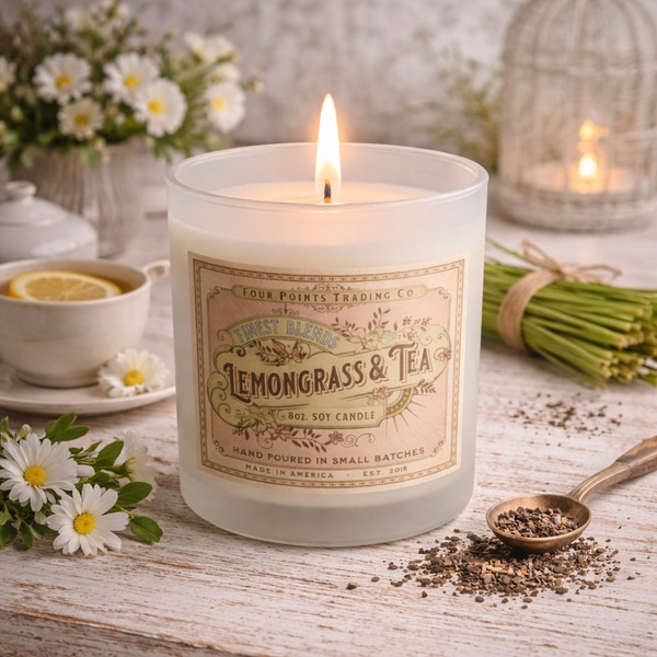Lemongrass & Tea 8oz Soy Candle - Four Points Trading Co.
