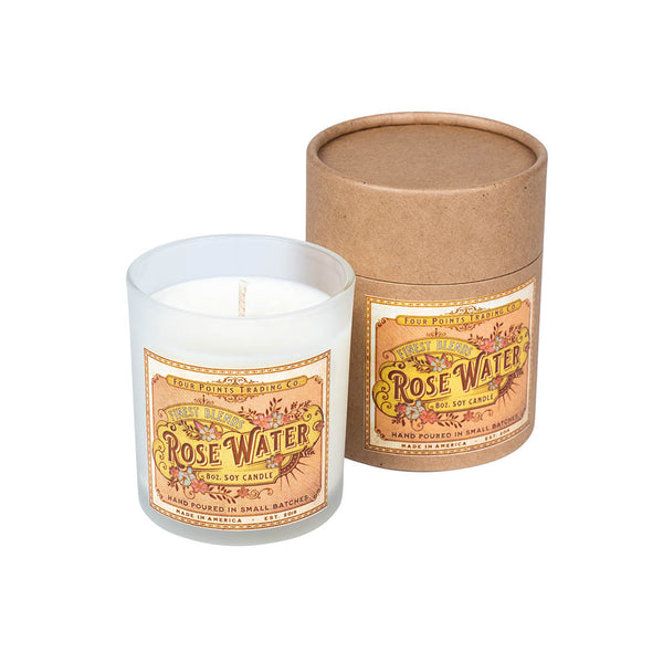 Rose Water 8oz Soy Candle - Four Points Trading Co.
