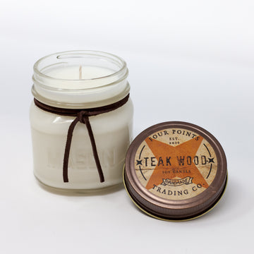 Teakwood 8oz soy candle - Four Points Trading Co.