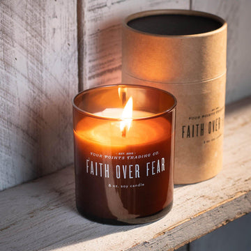 Four Points Trading Co. Scentiments 8oz Soy Candle - Faith Over Fear 