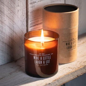 Four Points Trading Co. Scentiments 8oz Soy Candle - Wine A Little, Laugh A Lot 